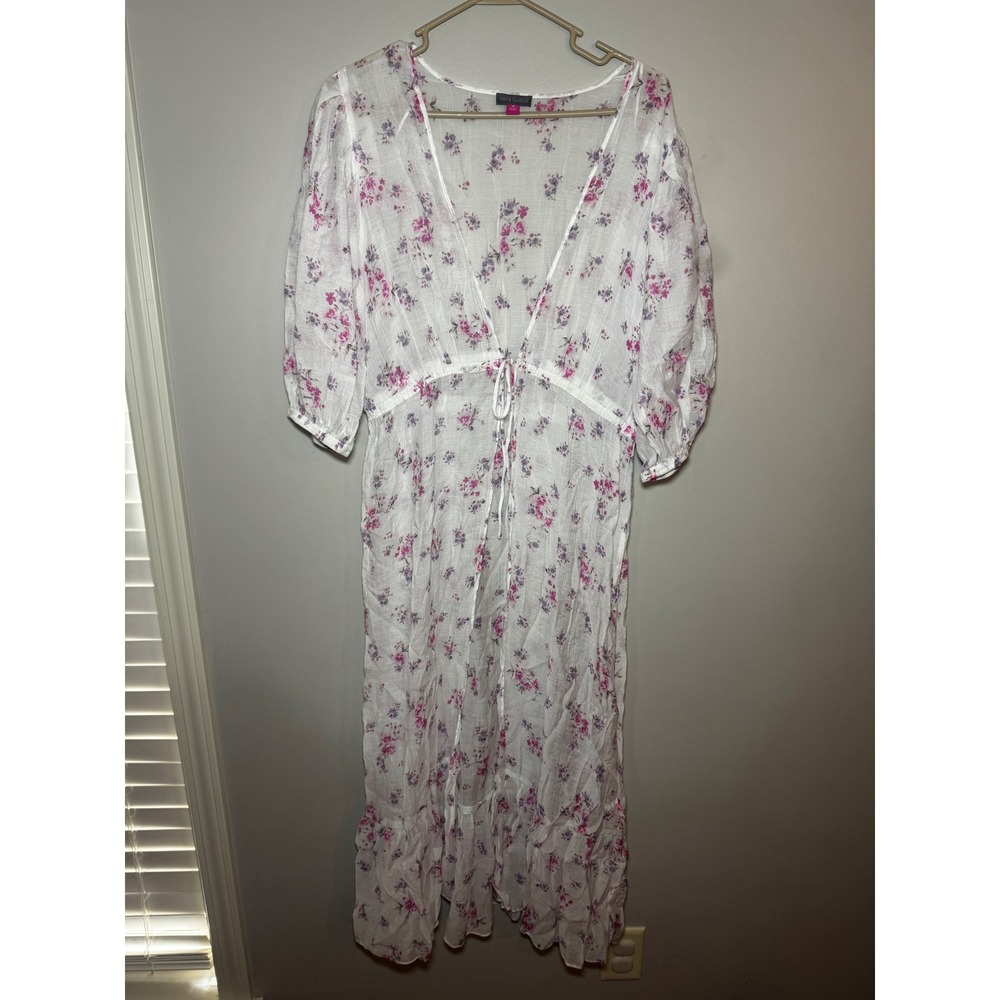 Vince Camuto "Garden Romance" longline robe / swim cover up / kimono Medium